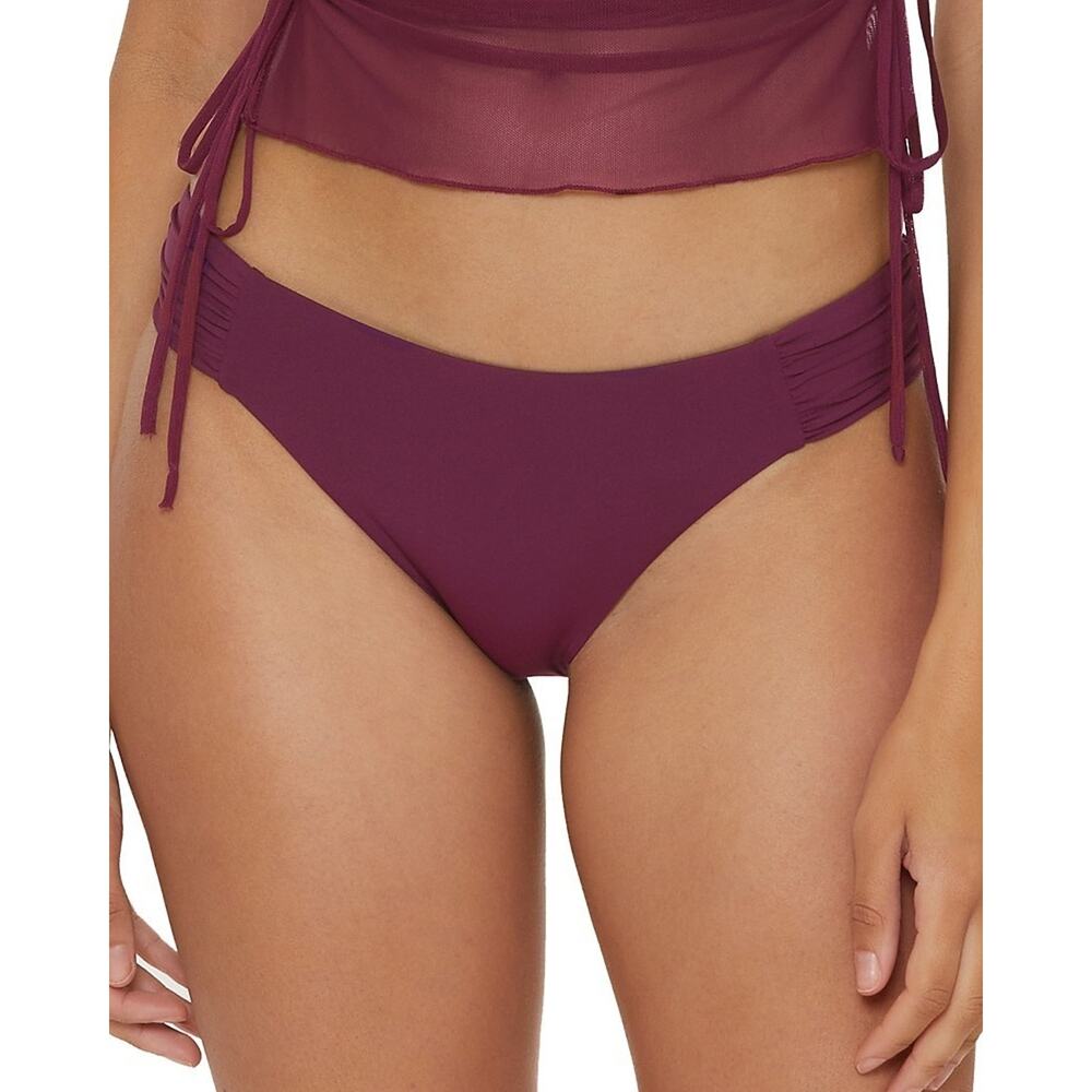 Becca Women's Muse Side-Ruched Bikini Bottoms Purple Size M 1017
